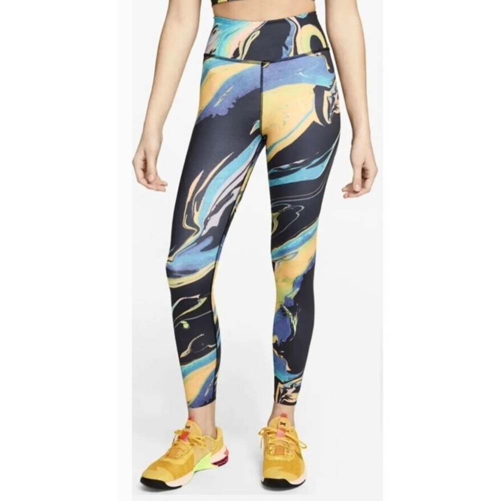 Nike One Luxe 7/8 Leggings 1X Mid-Rise Marbled Dri-Fit Athletic Tights DO6199
